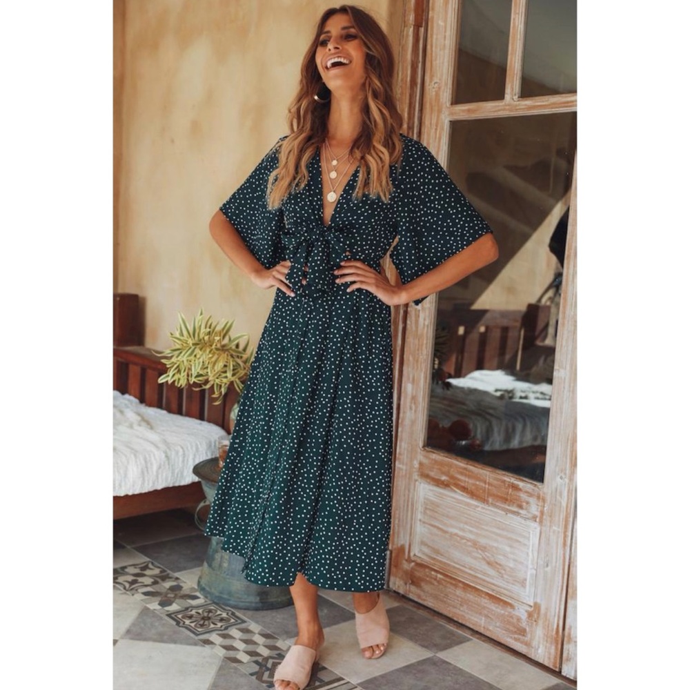 HelloMolly Stuck in Your Ways Midi Dress Green